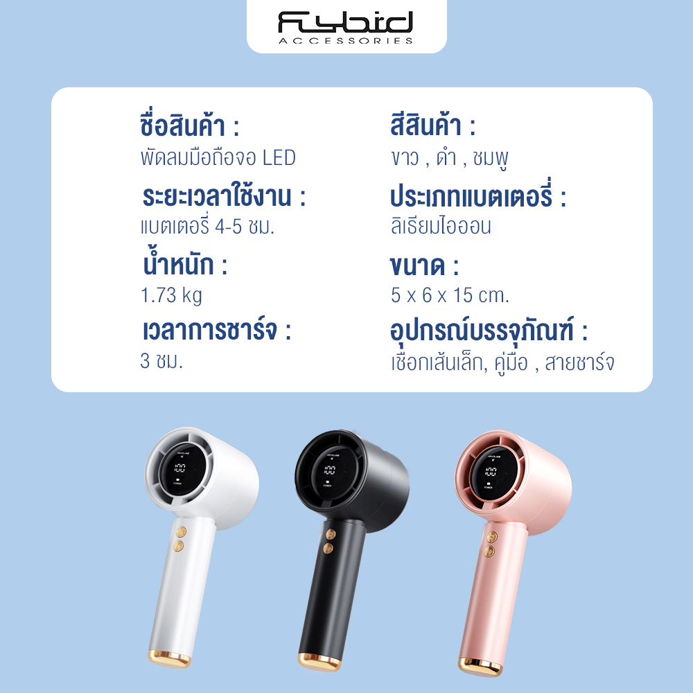 พัดลมพกพา SONAR FLYBIRD 3IN1 รุ่น N68 แบตเตอรี่ 5000MAH ชาร์จไฟได้ จอแสดงผล LED สีชมพู